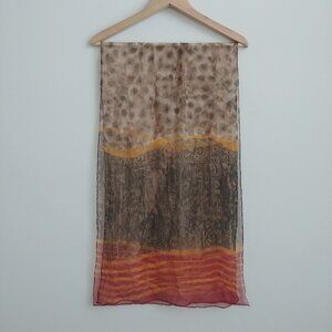 Lightweight sheer silk scarf with rolled edges abstract animal print